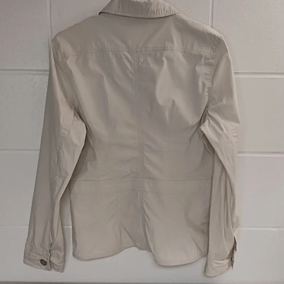 Kulu B Safari Shirt Shacket Fitted Cotton Stretch Palm Tree Buttons Small - Picture 12 of 13